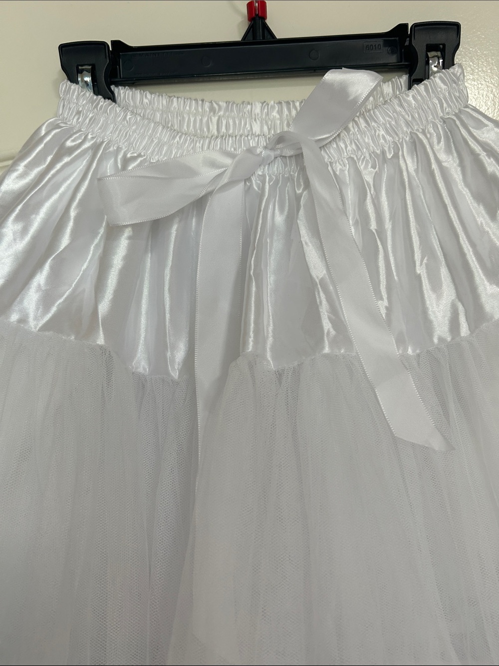 White Tulle Petticoat Skirt with Satin Waist Tie - Picture 3 of 3